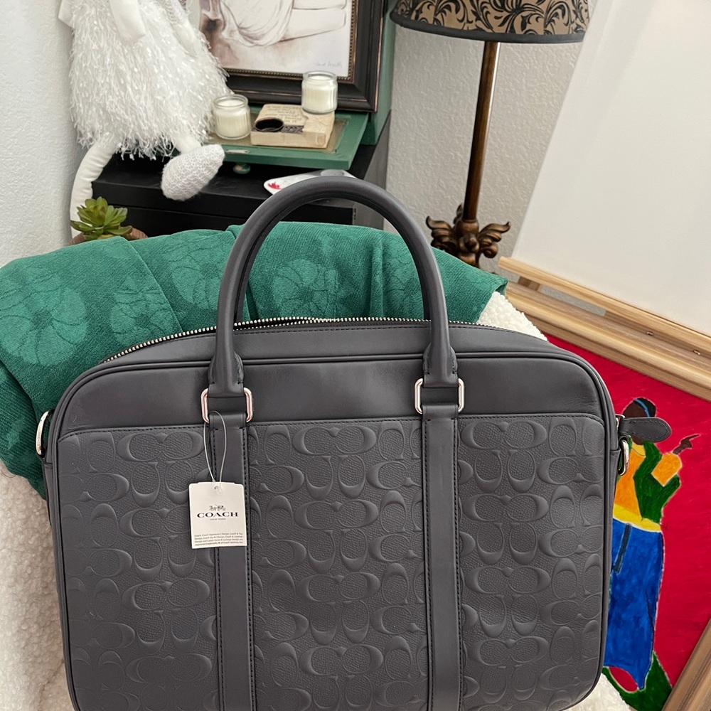 NWT Coach men's duffel handbag with signature navy - Picture 2 of 15